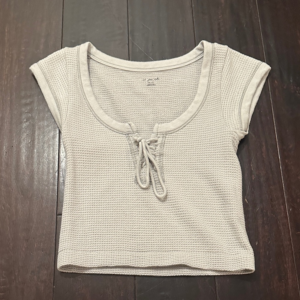 Urban Outfitters “Out From Under” Grey Textured Lace-Up Crop Top